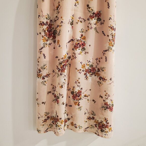 ALI & JAY Floral Midi Dress Ruffles Pockets Front Slit Keyhold Neck Wide Straps - Picture 2 of 9